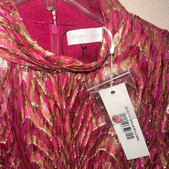 NWT Simkhai Halen Fil Coupe Minidress in Bougainvillea Metallic Moire Size 0 - Picture 3 of 5